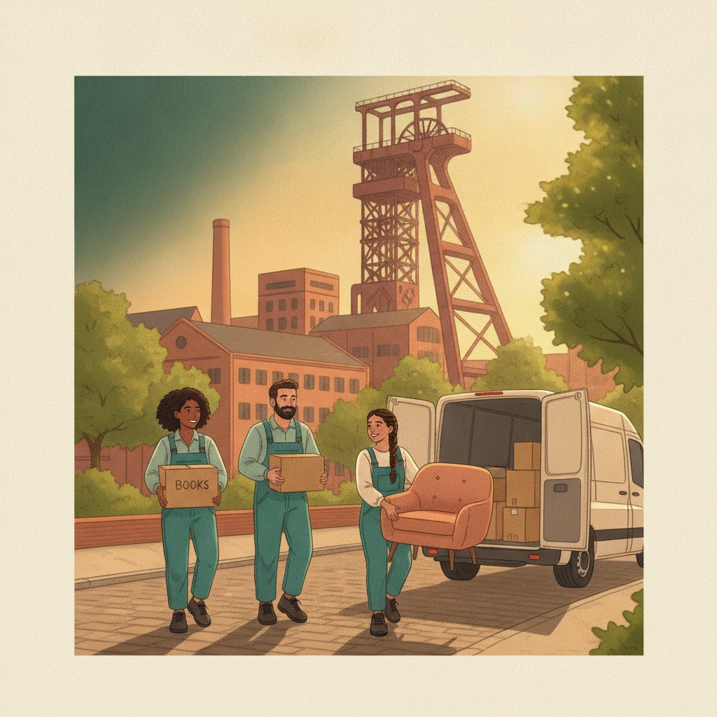Unser Entrümpelungs-Team vor der Zollverein-Kulisse in Essen